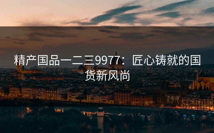 精产国品一二三9977：匠心铸就的国货新风尚
